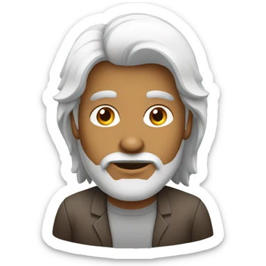 indian guy with mullet and facial hair working in laptop sticker