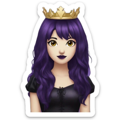 Elissabat-with-bangs-long-hair-dark-purple-and-black-vampire-goth-makeup-crown sticker