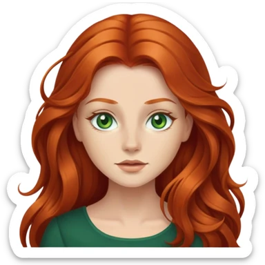 redhead with long hair and green eyes sticker