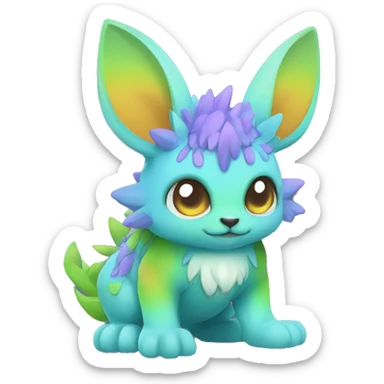 Cute cool colorful fantasy animal hybrid Fakemon full body sticker
