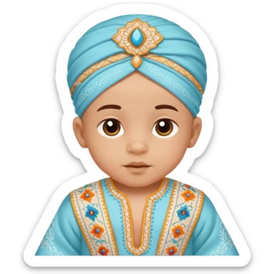  baby boy dressed in colorful ghalibiya with delicate decorations sticker