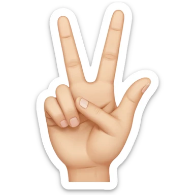 Peace sign with the index finger crossing over the middle finger sticker