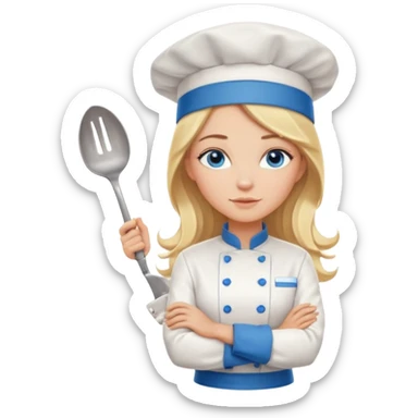Full body 
Sexy Long Blonde hair blue eyed female chef arms folded sticker