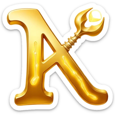 Ethereal golden vitamin K2 symbol floating beside a luminous glowing bone. The K2 symbol emits gentle rays of light that flow toward the bone, causing it to shine with a strengthening golden aura. sticker