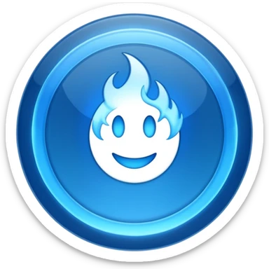 A minimalist CD disc with a subtle blue fire design, emoji style, blue fire, variation 3. sticker