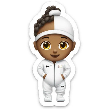 Baby wearing a jumpsuit from Nike sticker