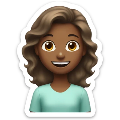 a little girl with brown hair and brown skin brushing teeth sticker