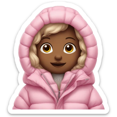baby bunny in an oversized pink puffer coat sticker