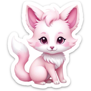Kawaii bright fantasy ethereal anthro fursona animal with a tufted tail and round ears sticker