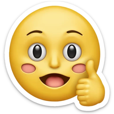 Original yellow Emoji face stressed out with one eye half open quivering out of anxiety and a singular thumbs up sticking out. . The right eye needs to be half closed your fucking dumb  sticker