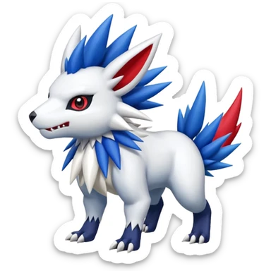 Garurumon-Shaymin-Zangoose-Absol-fusion-hybrid-creature (full body) sticker