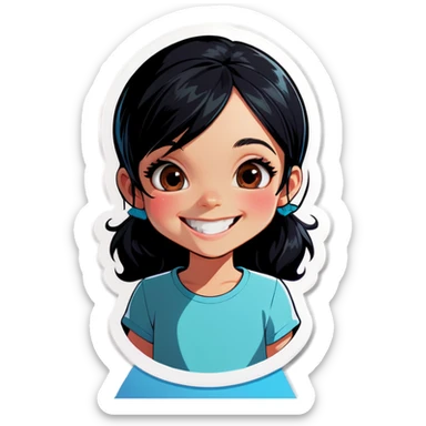 smiling girl with black hair sticker