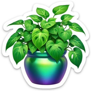 pothos in iridescent pot sticker