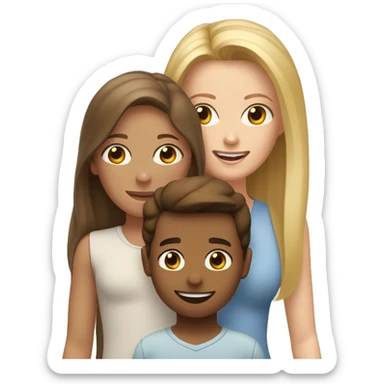 one long brown hair woman and one long blonde hair woman with brown haired toddler boy sticker