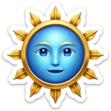 Verified badge with the body of a Sun ☀️ make the color blue and make sure they is no cartoon in it sticker