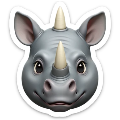 cinematic-cute-rhinoceros-zomed-out-portrait-emoji,-head-tilted-playfully-and-inquisitively,-featuring-a-rugged,-glossy-slate-gray-hide-with-a-gentle,-rounded-ivory-horn-and-round,-sparkling-eyes-filled-with-curious-wonder, sticker