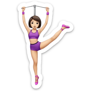 brunette with short hair (bob) and light skin pole dancing sticker