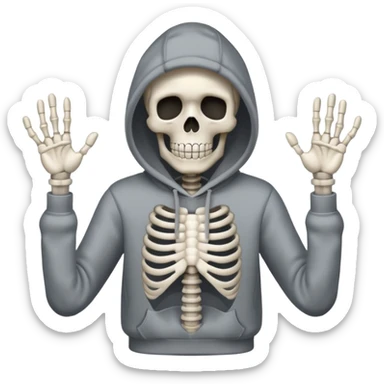 The shrug emoji but a skeleton with a black hoodie sticker