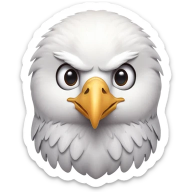 cinematic-cute-american-eagle-portrait-emoji,-head-tilted-playfully-and-inquisitively,-featuring-a-streamlined-form-with-a-subtle-blend-of-dark-and-white-plumage-and-round,-sparkling-eyes-full-of-spirited-charm,-simplified-yet-irresistible sticker