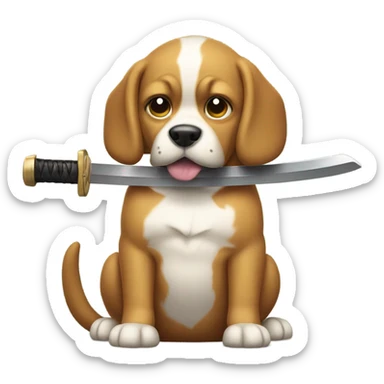 Dog with a katana and radio sticker