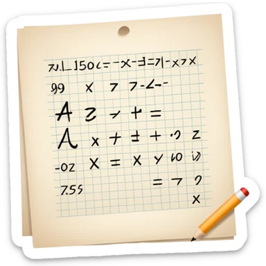 A paper with mathematic equations sticker