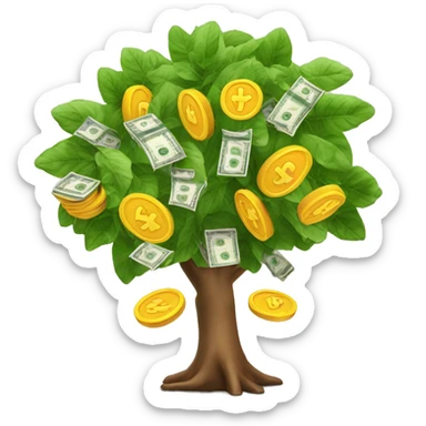 Harvesting money from money tree sticker