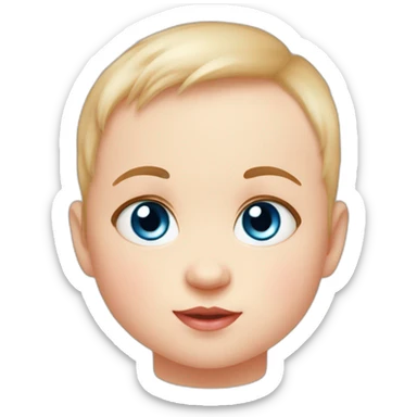 little 3 months-old, adorable, blue-eyed baby with almond eyes and chubby sticker