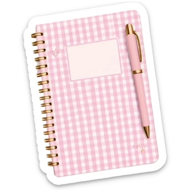 Cute manifest journal cover, pastel pink gingham pattern
Handwritten feminine typography, soft aesthetic, cozy girl vibe
Clean product mockup, minimal shadows, lifestyle stationery style sticker