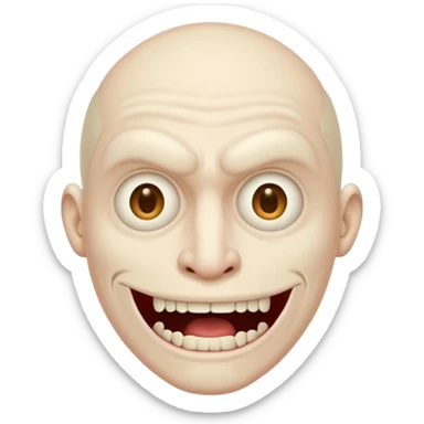 Creepy man with big mouth and no nose and ears sticker