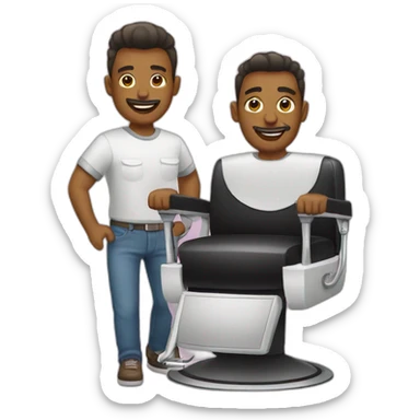 Two persons at barbershop  sticker