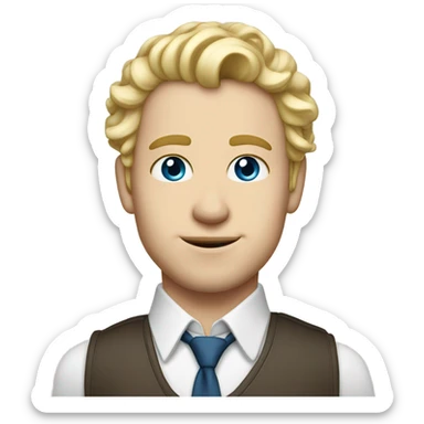 3/4 profile light curl blonde 30yo man blue eyed pale skin sticker