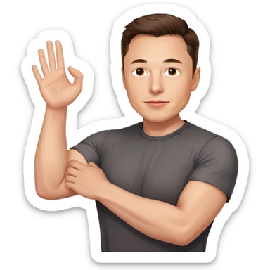 elon musk holding arm in front of him sticker