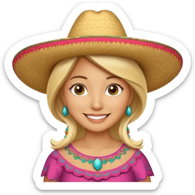Blonde Mexican woman with a sombrero smiling sticker