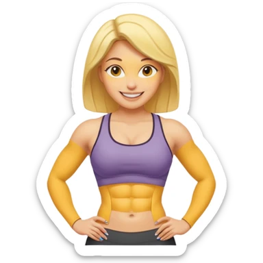 Female abs 6pack core yellow skin curves sticker