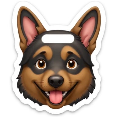 cartoon style dark German Shepherd dog with its tongue hanging out long sticker