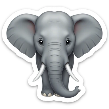 Cinematic Noble Elephant Portrait Emoji, Poised and regal, with a massive, majestic build and a smooth, well-groomed gray hide adorned with gentle wrinkles and proud tusks, deep-set soulful eyes, Simplified yet sharp and sophisticated features, highly detailed, glowing with a soft, dignified glow, high shine, intelligent and gentle, stylized with an air of ancient wisdom, focused and attentive, soft glowing outline, capturing the essence of a watchful and confident giant, so majestic it feels as though it could trump out of the screen with effortless authority! sticker