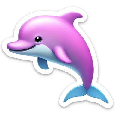 Pink fluffy dolphin with wings and horn sticker