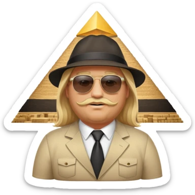 fat male blond long hair agent with short beard in egypt with pyramid.mm sticker