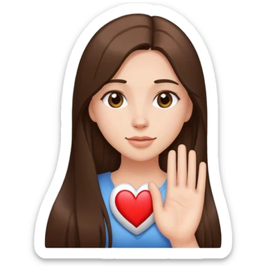 Glamour victoria’s secret model with long brunette straight hair sending heart sticker