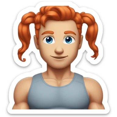 Yoga bodybuilder blue eyes neat red hair sticker
