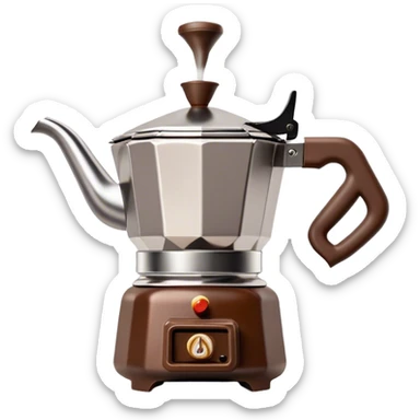Cinematic Realistic Moka Pot Pop Culture Emoji, featuring an iconic Italian coffee maker rendered with classic charm and warm, inviting lighting. sticker