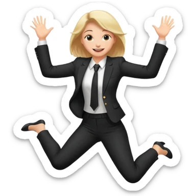 a girl in a formal suit jumps with joy sticker