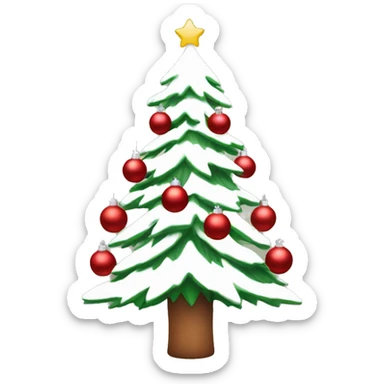 Christmas tree with red and white ornaments  sticker