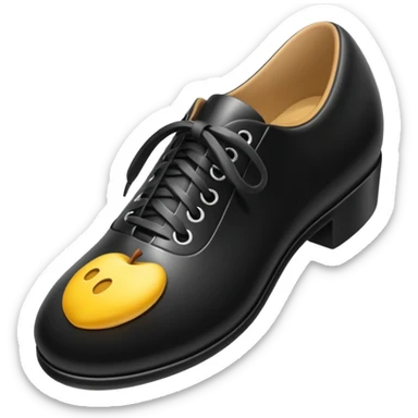 3D Apple-style emoji of a single shoe print on the ground, stylized and simple. Rounded, glossy, smooth shading, white background.
 sticker