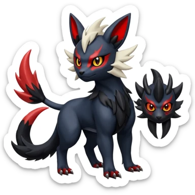 Handsome cool badass edgy Absol-Litten-Umbreon-Giratina-Yveltal-Pokémon-Fakémon-fusion-hybrid-creature, full body sticker