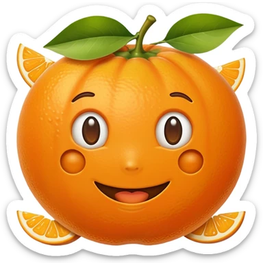 Hermès-style orange fruit, luxury, simple and cute emoji style sticker