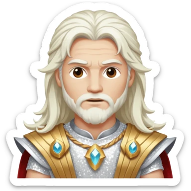 Jupiter, God of Thunder from Gods and Goddesses with long white hair, white sequin outfit sticker