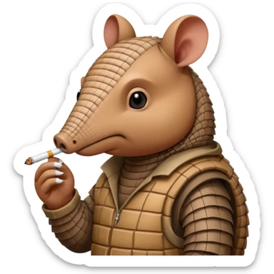 curious hacker armadilloarmadillo smoking cigarette whos always coding 24/7 sticker
