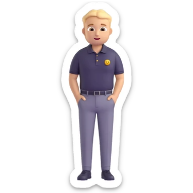 salesman emoji, polo shirt and slacks, relaxed business style, open posture sticker