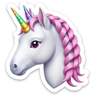 braided unicorn wiith big visible braids looking into the camera sticker